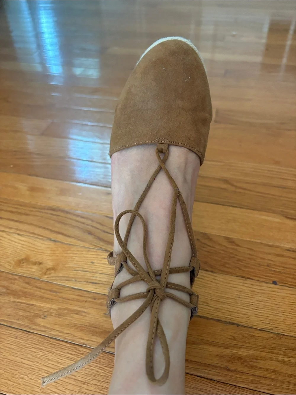 me too Brown Suede Lace-Up Espadrille Wedges